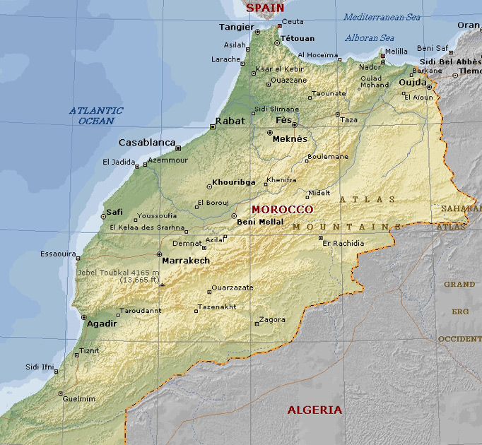 physique carte du maroc